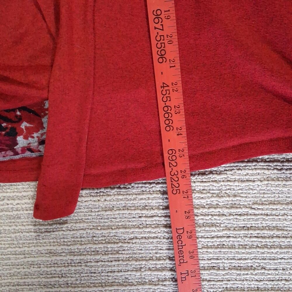 White Stag 2X 18W/20W Red Cardigan Floral 2-Piece Faux Set Mock Top Plus Size - Picture 6 of 16